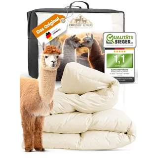 Engelshof Alpaka Bettdecke, Alpaka Decke 220x240 cm, Sommer leicht Duvet Alpaka Wolle ist viel Besser als Kamelhaardecke, Schafwolle Bettdecke oder Lama Decke mit 1.400g Alpakawolle