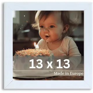 VictoR Bilderrahmen Klee 13x13 cm in Weiß - moderner schlichter Fotorahmen Quadratisch Holz - Bilderrahmen Weiß 13x13