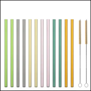 Sir Finley Monkey Glasstrohhalme lang (12 Stück) - Glas Strohhalme wiederverwendbar, spülmaschinenfest - 20cm gerade bunt