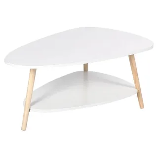 Couchtisch - Dreieckig - Mit Stauraum - Holz - Modern-minimalistischer Stil - Weiß - Weiß