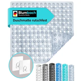 Blumbach® Duschmatte rutschfest 53x53cm - Inkl. 2 Haken zum Aufhängen | 100% BPA-frei, griffige Antirutschmatte Dusche, Badewannenmatte schimmelresistent, Duscheinlage Rutschmatte maschinenwaschbar