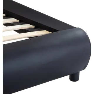 vidaXL Bettgestell mit LED Schwarz Kunstleder 180x200 cm - Schwarz