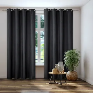 Kutti Vorhang "Dimout" Ösen 1 Stk. tlg. Verdunkelung, Thermo, isolierend, einfarbig, anthrazit