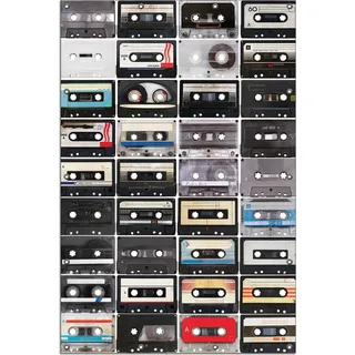 Wallario Outdoor-Poster für Garten oder Balkon, Motiv Retro Kassetten, in ca. 120 x 180 cm - Braun