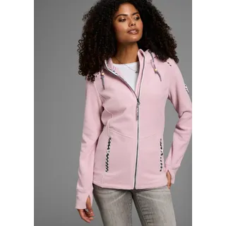 Fleecejacke KANGAROOS, Damen, Gr. 52/54, rosa (rose), Fleece, Obermaterial: 100% Polyester, kontrastfarbene Details, unifarben mit Farbeinsatz, bequem hüftbedeckend, Jacken Fleecejacke, figurbetonte Passform, mit Kapuze und Kordelzug, Übergangsjacke, Topseller