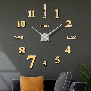 Wanduhr 70-90cm mit 3D-Spiegeleffekt aus Acryl, präzise und leise, einfache Montage