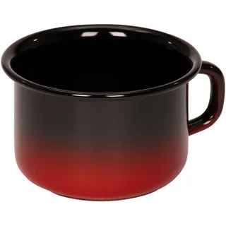 Riess, 0299-020, Schale hoch, Kaffeeschale 10, Kaffeebecher, CLASSIC - SPEZIALARTIKEL, Durchmesser 10 cm, Höhe 7,4 cm, Inhalt 0,4 Liter, Emaille, schwarz/rot, Induktion