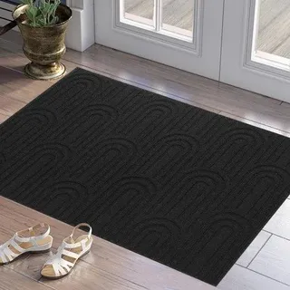 Fußmatte für den Außenbereich, 60 x 90 cm, weiche, saugfähige und schmutzabweisende Fußmatte, rutschfeste Fußmatte, maschinenwaschbare Bodenmatte für die Haustür, Hintertür, schmutzige Schuhe und Pfoten (schwarz 1)