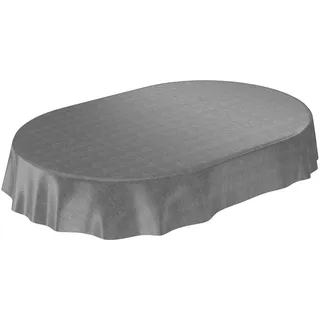 ANRO Wachstuchtischdecke Wachstuch Wachstischdecke Tischdecke Wachstuchdecke Anthrazit Leinenoptik Oval 240x140cm