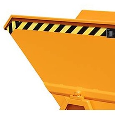 Kippmulde Bauer KS 700, Stahl, orange, B 1340 x T 1200 x H 1275 mm, 700 l, bis 1000 kg, Rollen, manuelle Kippvorrichtung