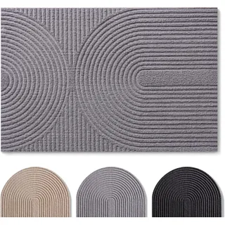 Blumtal Fußmatte 40x60 cm - rutschfeste Schmutzfangmatte - Fußabtreter mit Muster - Fußmatten Haustür - Türmatte aus Polyester - Fußmatte innen/Schmutzfangmatte außen/Türvorleger Hellgrau