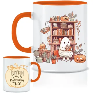 Tasse für Kaffee Pumpkin Spice Halloween-Tasse Kürbis Kaffeetasse Herbst Teetasse inspriende Geschenkeideen für Männer und Frauen Geburtstagsgeschenk- Orange