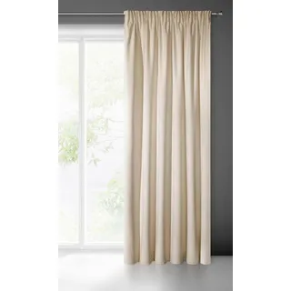 Eurofirany Villa Vorhang Samt Velvet Weich Kräuselband-1 STK. Edel Gardine Dick 290 g/m2 Elegant Glatt Einfarbig Flauschig Modern Klassisch Wohnzimmer Schlafzimmer Lounge, Beige, 140x270cm