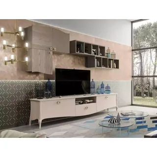 Wohnwand rtv Wandschrank Regal Wohnzimmer Holz Schränke Wand Regale - Beige