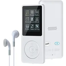Lychee Digitaler Musik-Player, MP3/MP4-Player, Upgrade 8 GB Tragbarer HiFi verlustfreier Sound Musik-Player mit Musik/Video/Sprachaufnahme/FM-Radio/E-Book-Reader, unterstützt bis zu 64 GB (weiß)