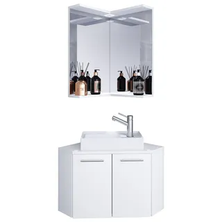 VCM Waschbeckenunterschrank »VCM 3-tlg Set   Waschplatz für Gäste WC   Gästebad   Waschtisch   Eckschrank   Badezimmer Set ¿ Vilosa« 3 Stk. tlg., weiß