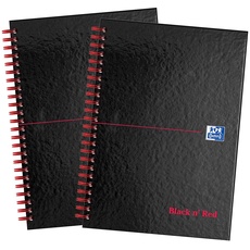 Oxford Black n' Red, A5 Notizbuch Hardcover, Spiralbindung, liniert, 2 Stück
