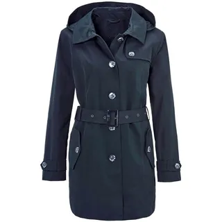 Kurzjacke GOLDNER "Kurzgröße Kurzmantel im Trenchcoat-Stil", Damen, Gr. 20, blau (marine), Obermaterial: 47% Polyester PES. 44% Baumwolle CO. 9% Polyamid PA., Sonstiges, Jacken Kurzjacke, Trenchcoatdetails