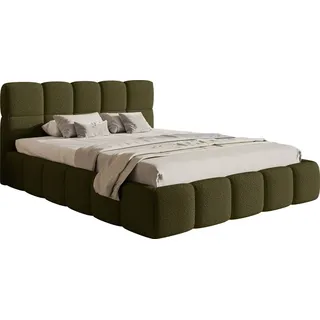 Selsey Cloudy - Polsterbett mit Bettkasten, Boucle-Bezug in Olivgrün, 180 cm - Grün