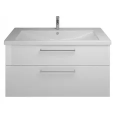 Burgbad Eqio Keramik-Waschtisch inklusive Waschtischunterschran, Breite 1230 mm, SEYQ123, Farbe (Front/Korpus): Eiche Dekor Silber / Eiche Dekor Silber, Stangengriff Chrom P95