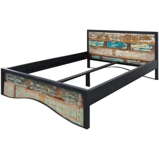MASSIVMOEBEL24.DE Bett Altholz 140x200 mehrfarbig lackiert INDUSTRIAL #110