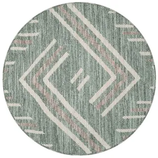 Carpet City Teppich »LINDO 7590«, rund, 11 mm Höhe, Kurzflor, Hochtief-Muster/ 3D-Effekt, Boho-Stil, Wohnzimmer grün