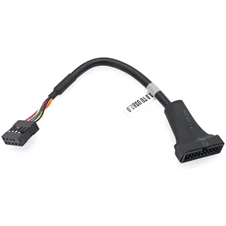 JZK USB 3.0 20-Pin Stecker auf USB 2.0 9-Pin Buchse Mainboard-Adapterkabel, interner Header-Konverter für PC-Gehäuse-Frontpanel, Schwarz