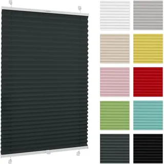 Plissee Estika ohne Bohren – 40 cm x 230 cm – Dunkelgrau – Einfache Montage mit Klemmen - Dunkelgrau