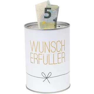 Dekohelden24 Metall-Spardose Konservendose-Design Ø 8,6 cm x H 12 cm
