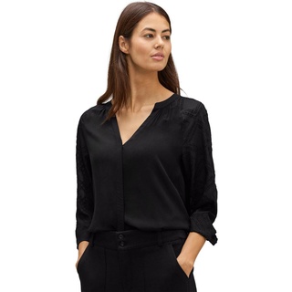 STREET ONE Damen A344335 Bluse mit Stickerei, Black, 36