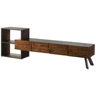 MASSIVMOEBEL24.DE Lowboard Akazie / Altholz 225x40x70 braun lackiert SEVILLA #15 - Braun