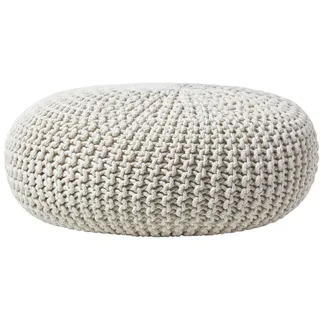 Homescapes Strick-Pouf 70 x 23 x 70 cm Naturfarben