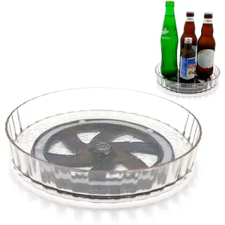 Drehteller Organizer, 21cm Durchmesser Kühlschrank Drehplatte, 360° Drehbares Gewürzregal, Kunststoff Drehtablett für Küche Gewürze Dresser Kosmetik (Transparent)