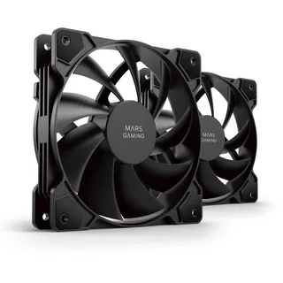 Mars Gaming MF-PROX2 Schwarz, Kit 2 120mm Lüfter, Anti-Vibrationssystem, Ultra-leise, Dualer Anschluss 3PIN + 4PIN