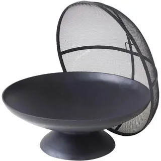 Cook'in garden - Garten-Feuerschale mit Glocke Junto - Schale & Fuß aus Gusseisen für den Außenbereich - Hitzebeständig Robust & Langlebig, Schwarz/Edelstahl.