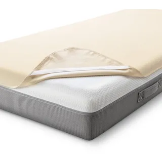 Sleezzz Basic Molton Matratzenschutz 140 x 200 cm, Matratzenschoner aus 100 % Baumwolle, Naturfarben , Fixspann