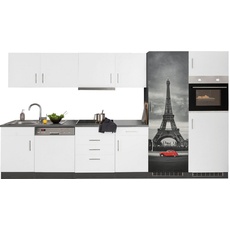 Bild von MÖBEL Küchenzeile »Paris«, mit E-Geräten, Breite 340 cm, mit großer Kühl-Gefrierkombination, weiß