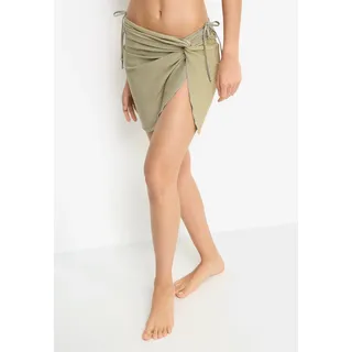 Strandrock LSCN BY LASCANA, Damen, Gr. 38, salbeigrün, Jersey, Obermaterial: 82% Polyester, 11% metallisierte Fasern, 7% Elasthan, leicht glänzend, unifarben, figurbetont mini, Röcke Strandrock