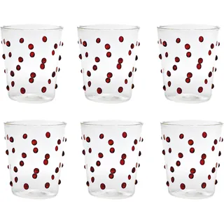 Zafferano Party Gläser Set aus Borosilikatglas im Polka Dot Design (Rot)