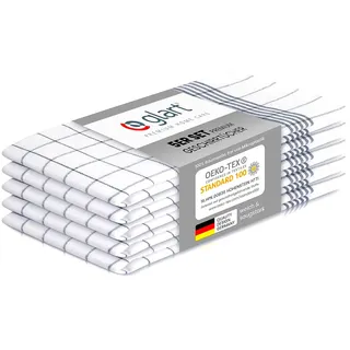 Glart 48KG1 Geschirrtücher 5er Set 50x70 cm grau kariert – 100 % Baumwolle, OEKO-TEX zertifiziert, vorgewaschen, saugstark, waschbar, langlebig, mit Aufhänger, für Küche, Haushalt, Büro, Gastronomie