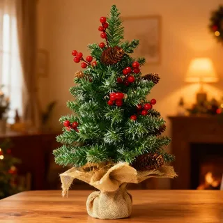 HAIJIYUNTU Kleine Weihnachtsbäume, Mini Weihnachtsbaum 45CM, Weihnachtsbaum Fertig Geschmückt, Künstlicher Weihnachtsbaum Klein, Weihnachtsdeko DIY Tischdeko