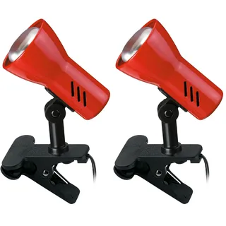 BRILONER - Nachttischlampe, Schreibtischlampe, Tischlampe, Leselampe, Bürolampe, Buch Klemme, Klemmlampe, Kinderzimmer, Schwenkbar, Schnurschalter, 1x E14, max, 40 Watt, 10,8 cm, Rotfarbig