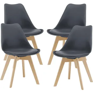 [en.casa] Esszimmerstuhl Fläten Kunstleder grau 4er Set