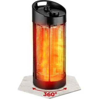 HEIMWERT Infrarot Heizstrahler, Infrarotheizung für Aussenbereich, Spritzwassergeschützt IPX4, Terrassenstrahler oszillierend, 1200 Watt 360 Grad