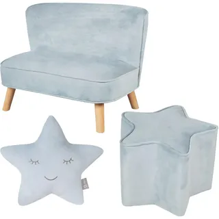 Roba Kindersofa 3er-Set hellblau , Hellblau , Textil , Füllung: Polyester , 70x50x48 cm , Babymöbel & Kindermöbel, Babyzimmer, Kindersessel & Kindertische