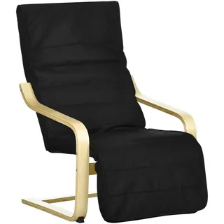 Homcom Relaxsessel mit verstellbarem Fußteil Polyester 60 x 100 x 81 cm Schwarz mit Kissen