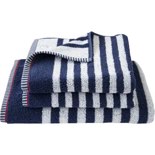 Handtuch Set DYCKHOFF "Maritim, Sea Stripe", blau (navy), 3 Stk., Frottier, Frottier, Obermaterial: 100% Baumwolle, Handtuch-Sets, Handtuch Set, 2 Handtücher (50x100cm), 1 Duschtuch (70x140cm)
