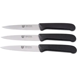 GRÄWE Gemüsemesser, 3er Set, kleines Küchenmesser-Set, Obstmesser, Schälmesser, Edelstahl, schwarz, super scharf geschliffen
