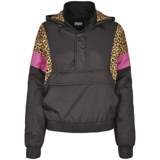 URBAN CLASSICS Ladies 90s Pull-Over-Jacke Schwarz/Leo/Pink M