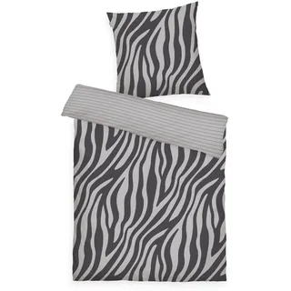 Tom Tailor Renforcé Zebra Grau 135 x 200 cm + 80 x 80 cm